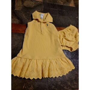 Ralph Lauren Yellow Polo Dress with Eyelet Ruffle